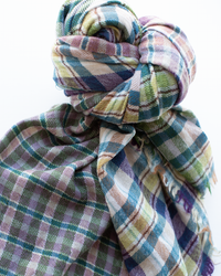 Épice Cross Plaid Wool Scarf in Heather