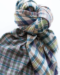 Cross Plaid Wool Scarf in Heather - Bliss Boutiques