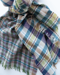Cross Plaid Wool Scarf in Heather - Bliss Boutiques