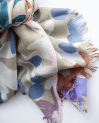 Épice Accessories Taupe Bold Daisy Wool Silk & Cashmere Scarf in Taupe