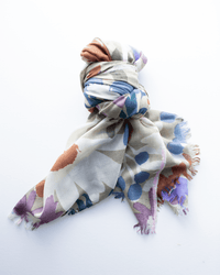 Bold Daisy Wool Silk & Cashmere Scarf in Taupe - Bliss Boutiques