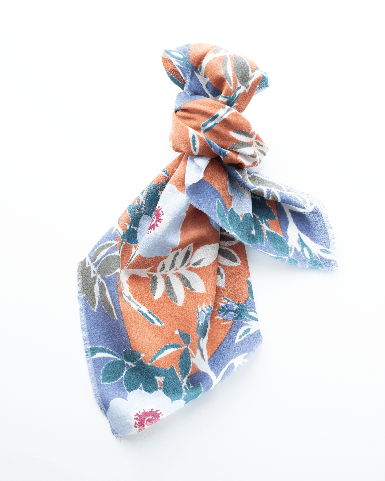 Bold Daisy Wool Silk & Cashmere Bandana in Caramel