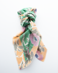 Épice Bold Daisy Wool Silk & Cashmere Bandana in Ming Green