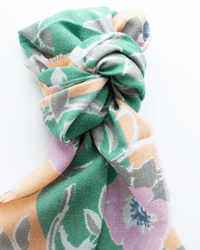 Épice Accessories Ming Green Bold Daisy Wool Silk & Cashmere Bandana in Ming Green