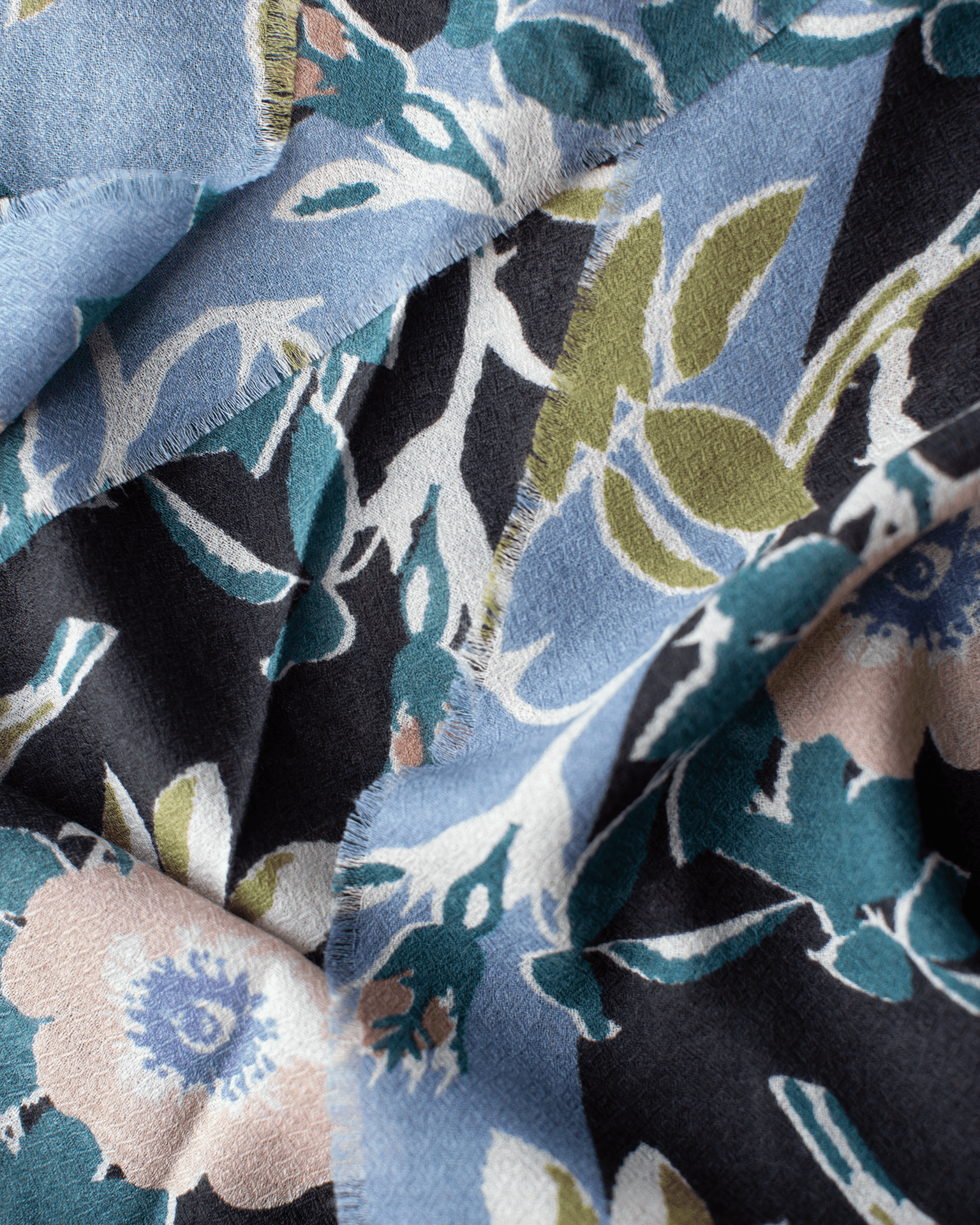 Épice Accessories Black Bold Daisy Wool Silk & Cashmere Bandana in Black