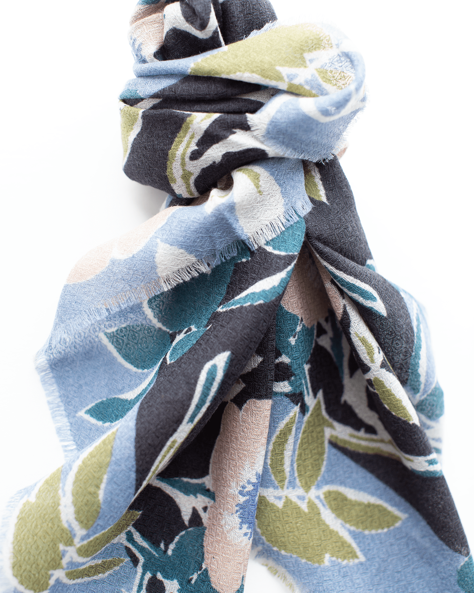 Épice Accessories Black Bold Daisy Wool Silk & Cashmere Bandana in Black