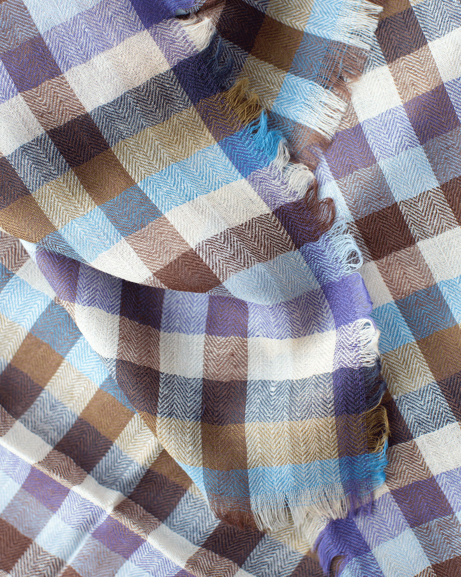 Épice Accessories Blue Plaid Wool Bandana in Blue