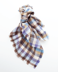 Épice Accessories Blue Plaid Wool Bandana in Blue