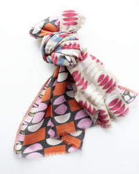 Épice Pop Geo Wool Silk & Cashmere Scarf in Taupe