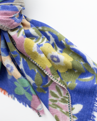 Épice Pop Flower Wool & Cashmere Scarf in Wedgewood