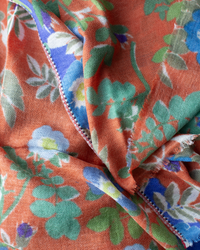 Épice Pop Flower Wool & Cashmere Scarf in Sienna