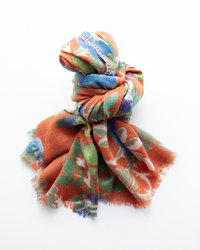 Épice Pop Flower Wool & Cashmere Scarf in Sienna