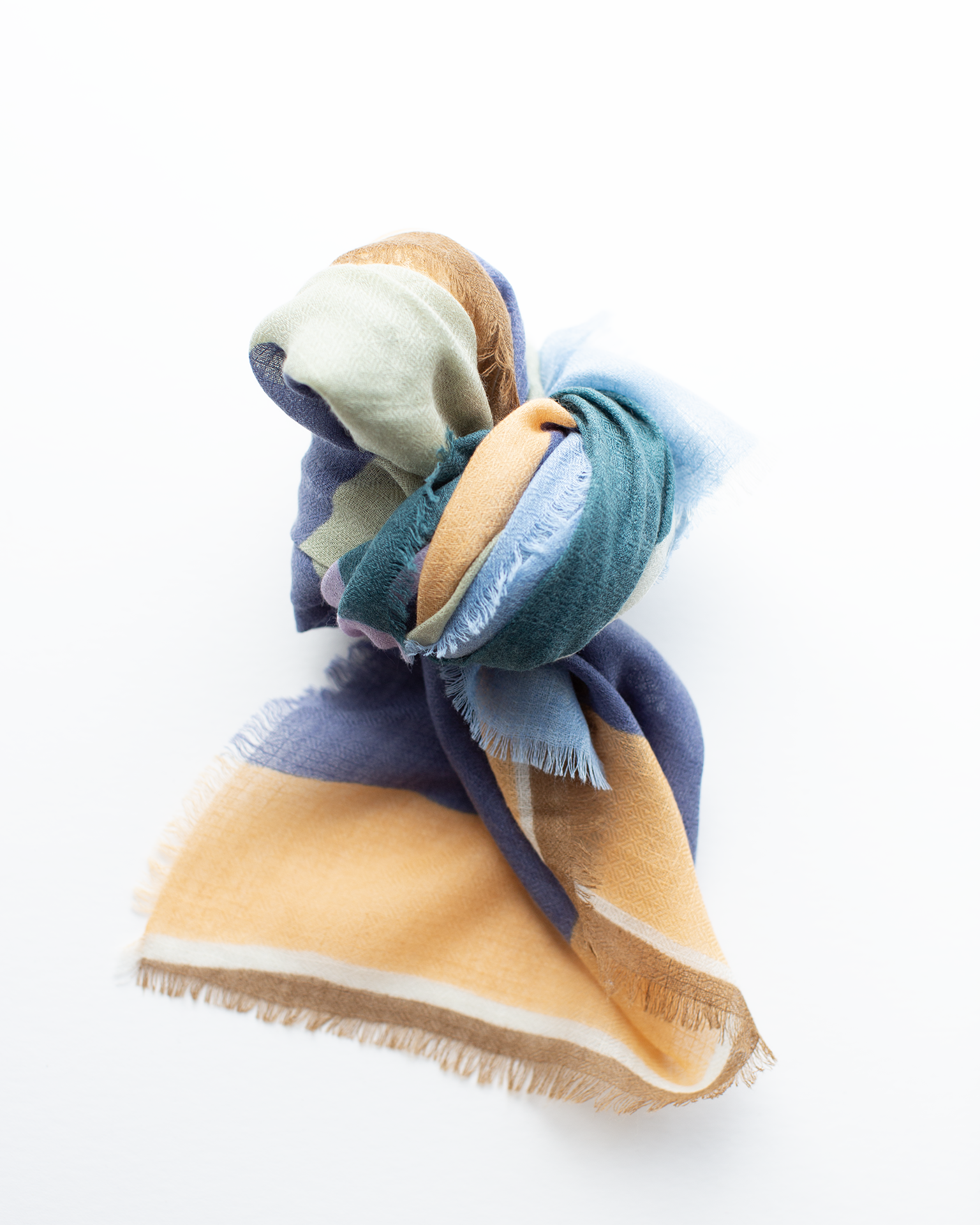 Épice Pop Stripe Wool Silk & Cashmere Bandana in Macaron