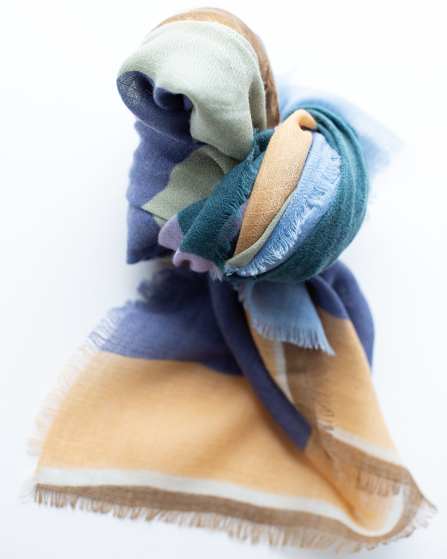 Épice Pop Stripe Wool Silk & Cashmere Bandana in Macaron