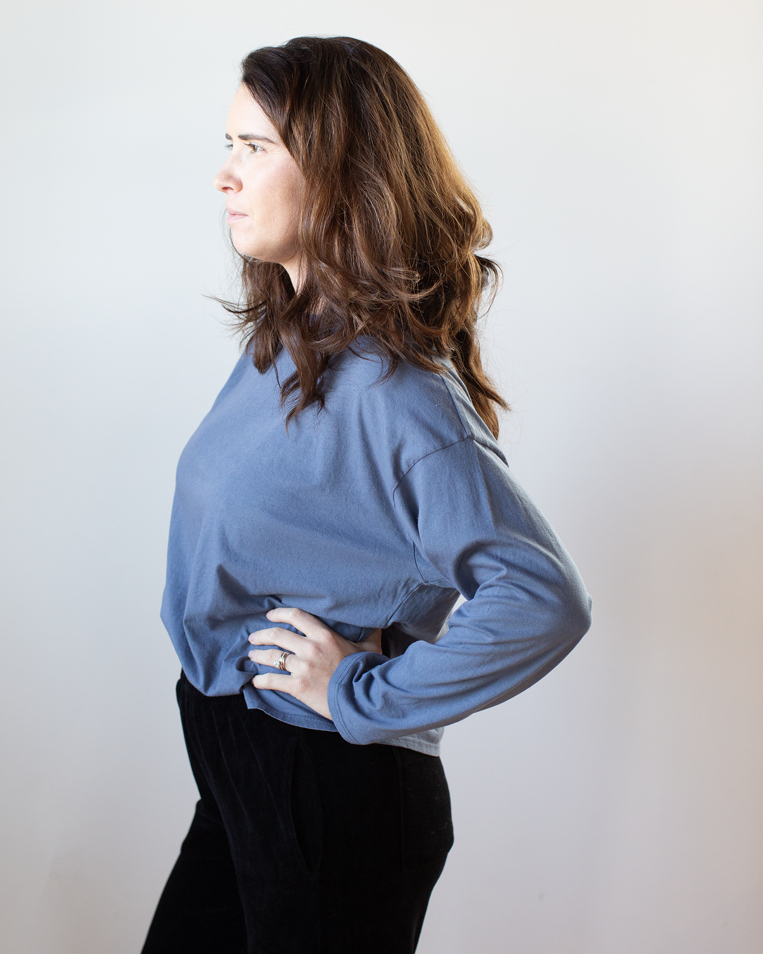 NSF Loffler Boxy Fine Jersey Tee in Indigo