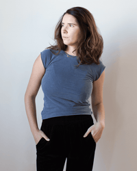 Chloe Fitted Slub Jersey Muscle Tee in Faded Indigo - Bliss Boutiques