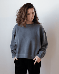 Kenya Oversize FT Crew Sweatshirt in Faded Black - Bliss Boutiques