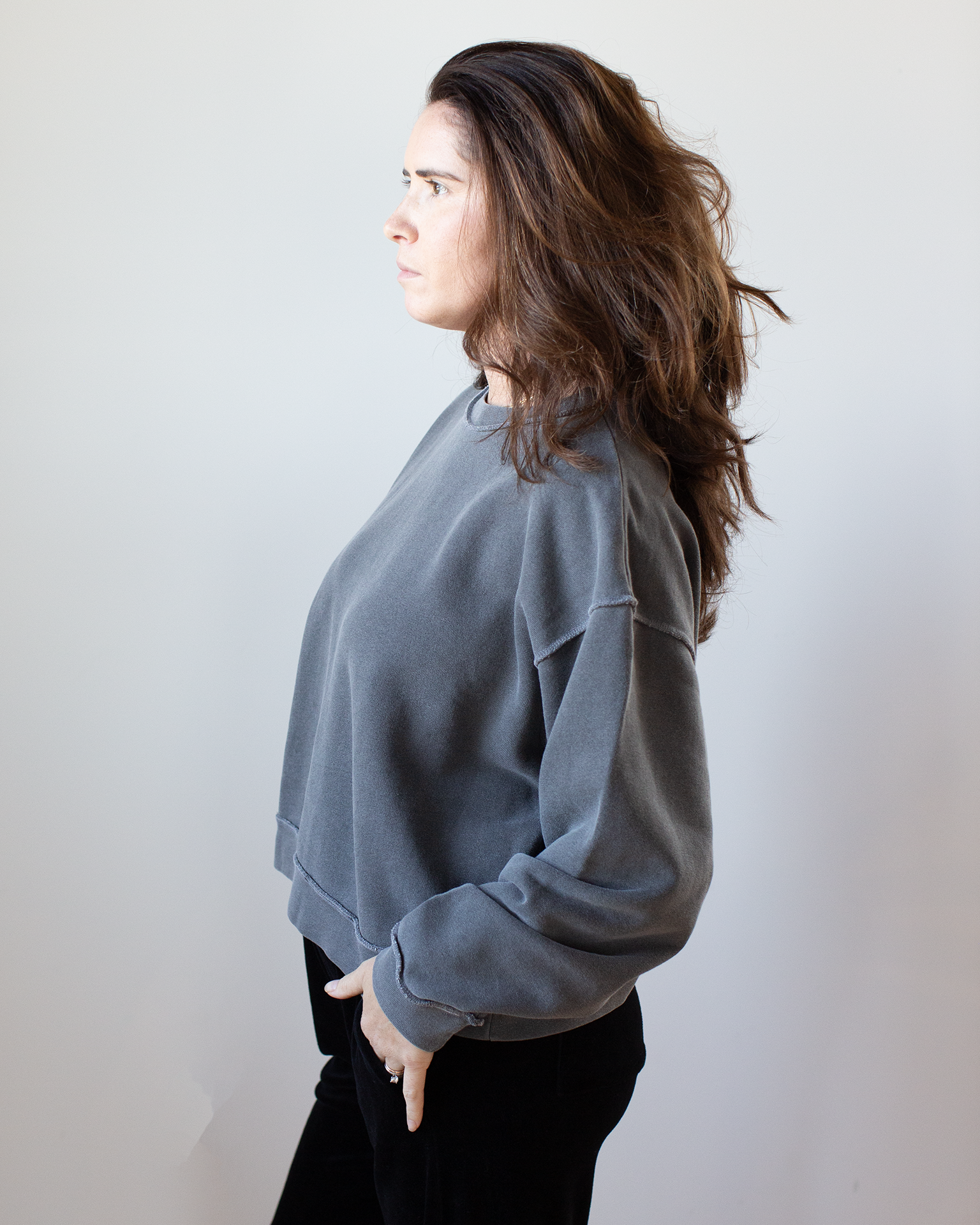 NSF Kenya Oversize FT Crew Sweatshirt in Faded Black