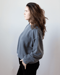 Kenya Oversize FT Crew Sweatshirt in Faded Black - Bliss Boutiques