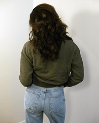Tova Pullover Sherpa Fleece 1/2 Zip in Olive - Bliss Boutiques