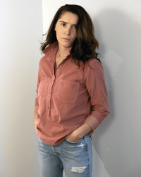 Arielle Long Sleeve Half Button Shirt in Allure - Bliss Boutiques