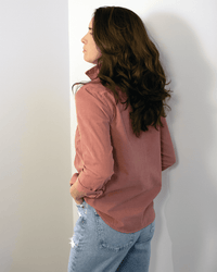 Arielle Long Sleeve Half Button Shirt in Allure - Bliss Boutiques