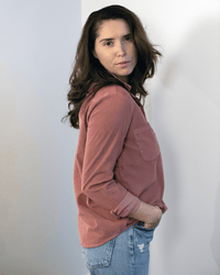 Arielle Long Sleeve Half Button Shirt in Allure - Bliss Boutiques