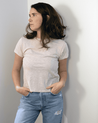 Marika Short Sleeve Crew Neck Crop Top in Dollhouse - Bliss Boutiques