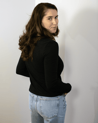 Becky Long Sleeve Scoop Neck Top in Black - Bliss Boutiques
