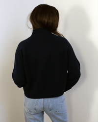 6 - Ply Cuffed Solid Boxy Mock in Navy - Bliss Boutiques