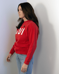 Oui Sweatshirt in Super Red w/ Black & Cream - Bliss Boutiques