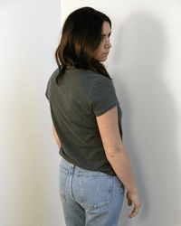 Cut Out Oui Cotton/Linen Classic Tee in Faded Black - Bliss Boutiques