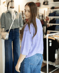 Brushed Oversized Elbow Sleeve Crew in Orchid - Bliss Boutiques