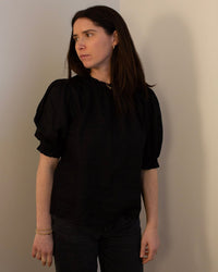 Rosabel Puff Sleeve Top in Black - Bliss Boutiques