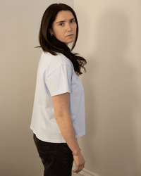 Tia Short Sleeve Crew Neck Top in Ice - Bliss Boutiques