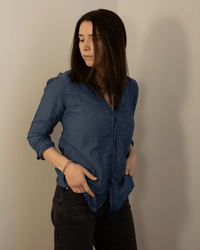 Carrie Blouse in Moonlit Ocean Cotton Silk - Bliss Boutiques