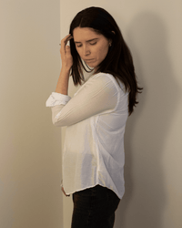 Carrie Blouse in White Cotton Silk - Bliss Boutiques