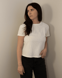 Marika Short Sleeve Crew Neck Crop Top in Coconut - Bliss Boutiques