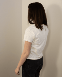 Marika Short Sleeve Crew Neck Crop Top in Coconut - Bliss Boutiques