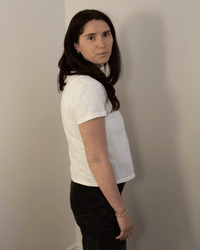 Marika Short Sleeve Crew Neck Crop Top in Coconut - Bliss Boutiques
