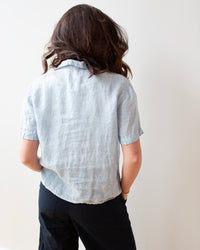 Casey S/S Shirt in Aqua Chambray Linen