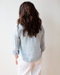 Hadley Shirt in Aqua Chambray Linen