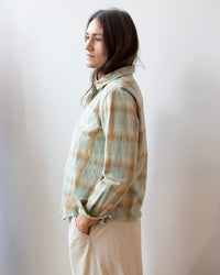 Dorie Top in Mint & Mustard Plaid