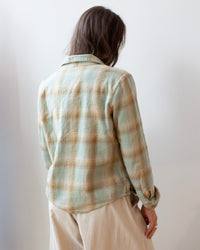 Dorie Top in Mint & Mustard Plaid