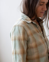 Dorie Top in Mint & Mustard Plaid