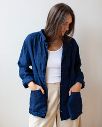 Ingrid Short Jacket in Indigo Linen Twill