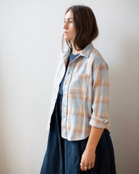 Hadley Shirt Jacket in Light Blue & Tan Plaid