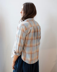 Hadley Shirt Jacket in Light Blue & Tan Plaid
