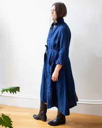 Carmen Long Jacket in Indigo Linen Twill
