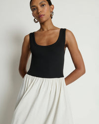 Karla Midi Dress in Porcelain Color Block